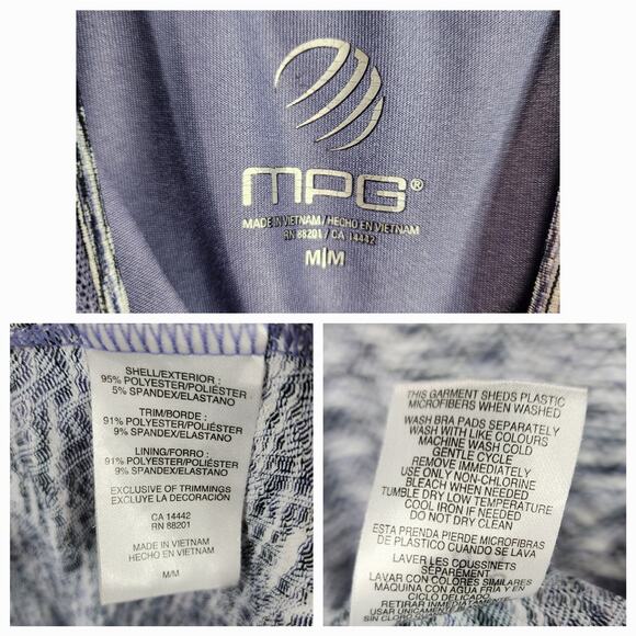 MPG Racer Back Tank Dress sz M Women Space Dye Purple White Performance Athletic - Picture 3 of 12